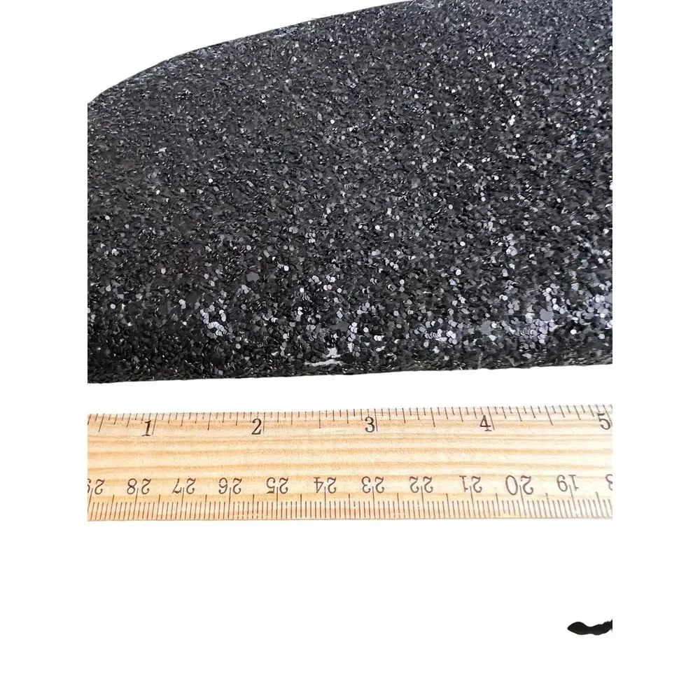 A New Day Zip Closure Black Glitter Evening Crescent Clutch Glam Bag